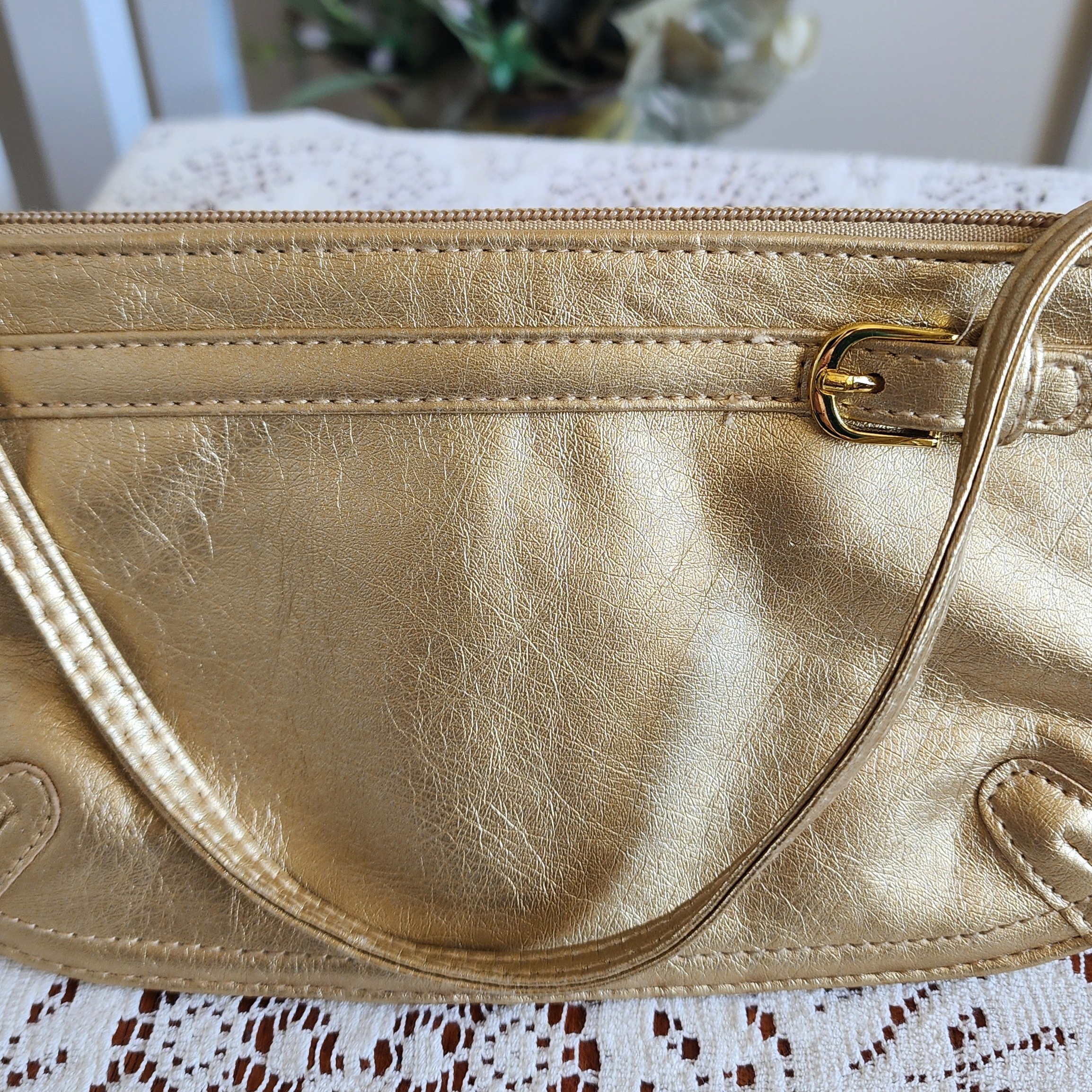 Neiman Marcus Elegant Gold Leather Women's Wristlet